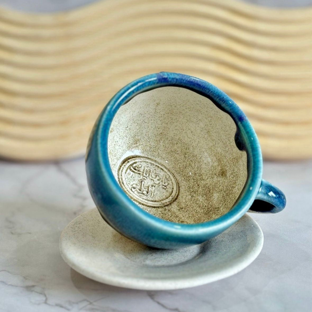 Artisan Engraved Ceramic Coffee Cup