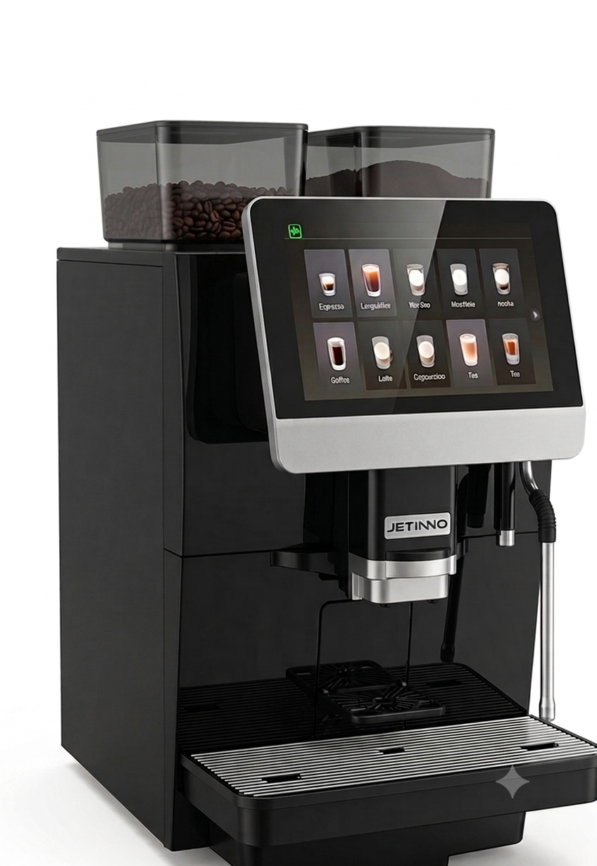 Jetinno JL 32 Super Automatic Coffee machine (with external steam wand for professionals) (with Karak, Chocolate and milk powder canister option)