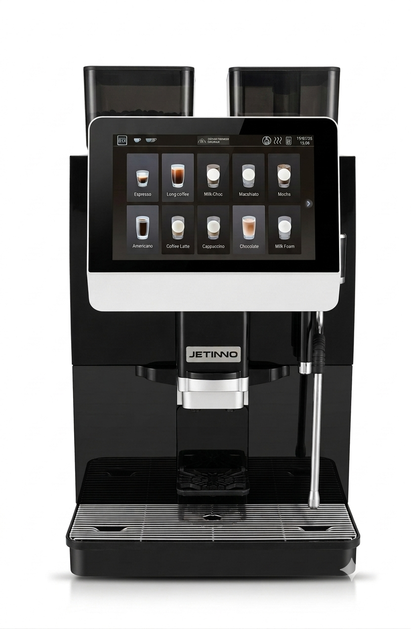 Jetinno JL32 Super Automatic Coffee machine (with external steam wand for professionals) (with Karak, Chocolate and milk powder canister option)